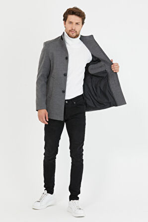 Mero Life Erkek Gri Yeni Sezon Kısa Kaşe Kaban